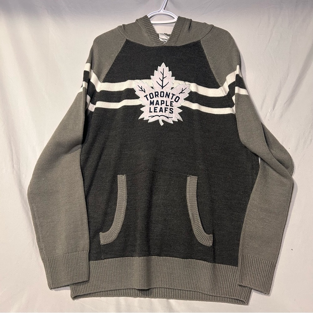 NHL Toronto Maple Leafs Gray knitted hoodie sweater XL - Picture 2 of 12